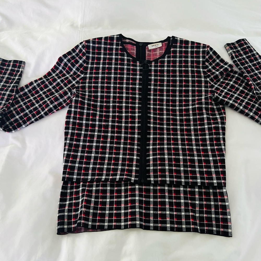 Akris Punto Black and Red Checkered Blouse